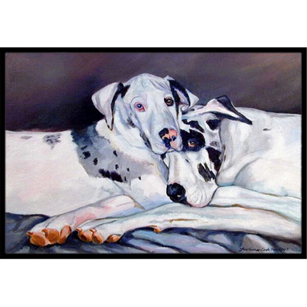 Carolines Treasures 18 x 27 in. Harlequin Natural Great Danes Indoor Outdoor Mat 7163MAT - main